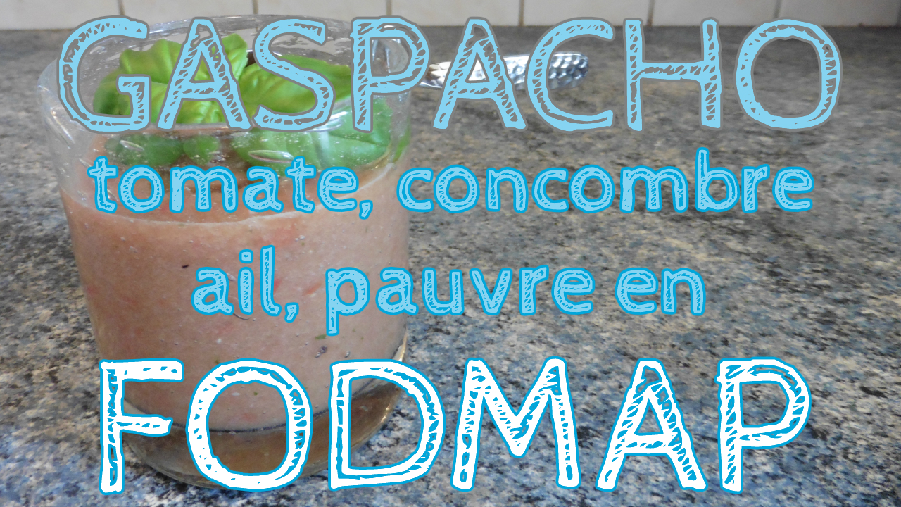 Gaspacho à la tomate et au concombre aromatisé à l’ail pauvre en FODMAP en vidéo